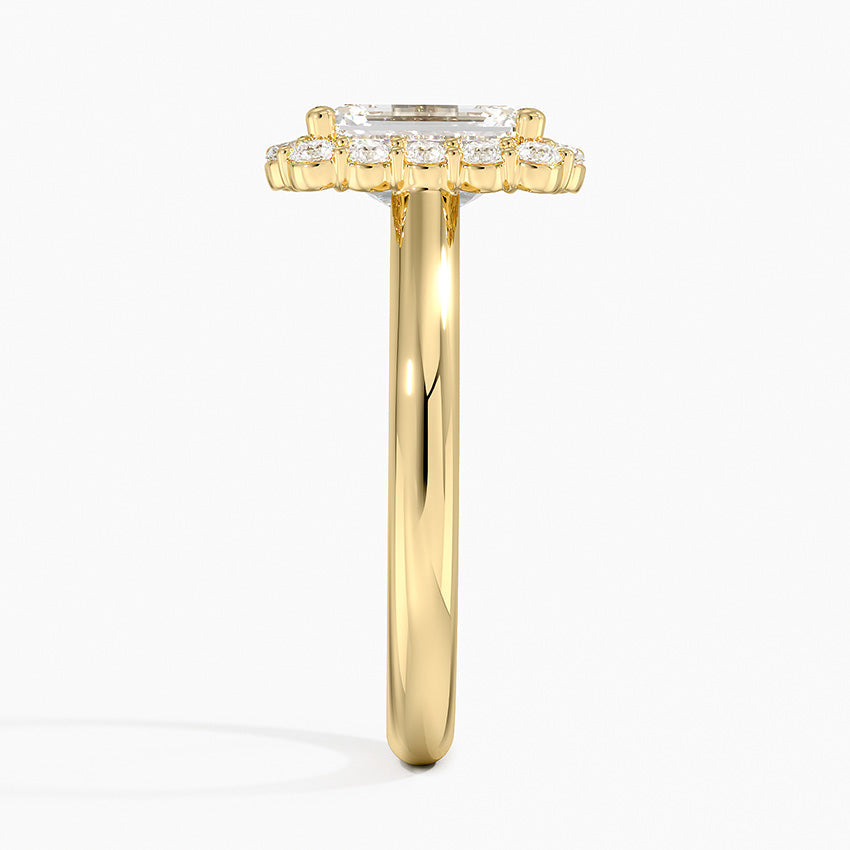 18K Solid Gold Solitaire Halo Ring
