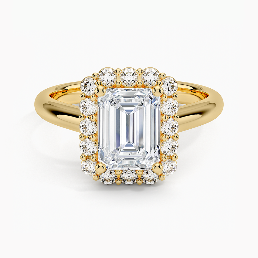 18K Solid Gold Solitaire Halo Ring