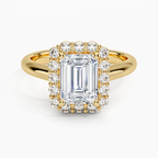 18K Solid Gold Solitaire Halo Ring