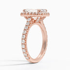 18K Solid Gold Halo Diamond Pavé Ring