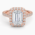18K Solid Gold Halo Diamond Pavé Ring