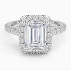 18K Solid Gold Halo Diamond Pavé Ring