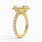 18K Solid Gold Halo Diamond Pavé Ring