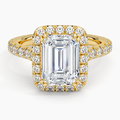 18K Solid Gold Halo Diamond Pavé Ring