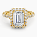 18K Solid Gold Halo Diamond Pavé Ring