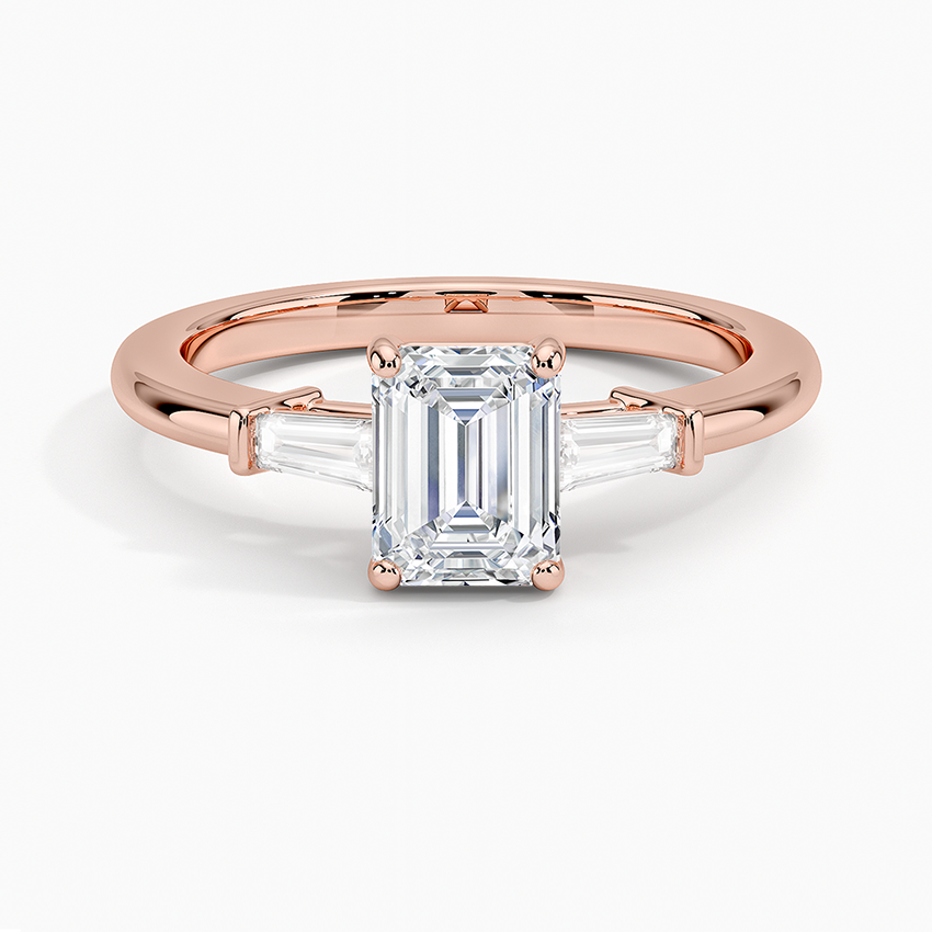 18K Solid Gold Trilogy Lab Diamond Engagement Ring
