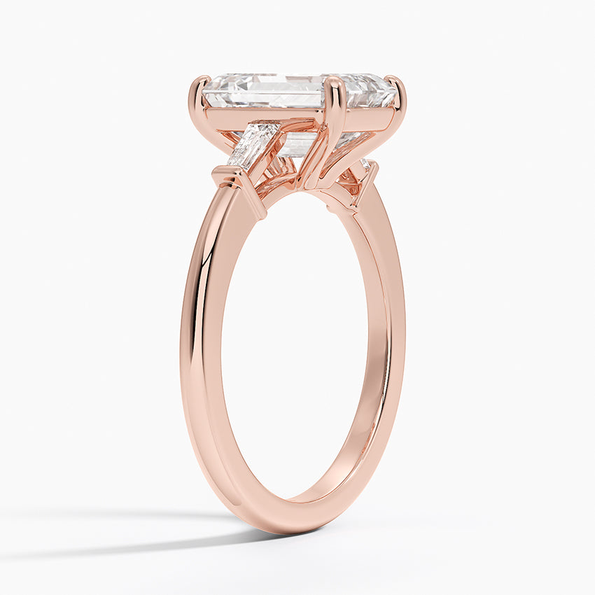 18K Solid Gold Trilogy Lab Diamond Engagement Ring