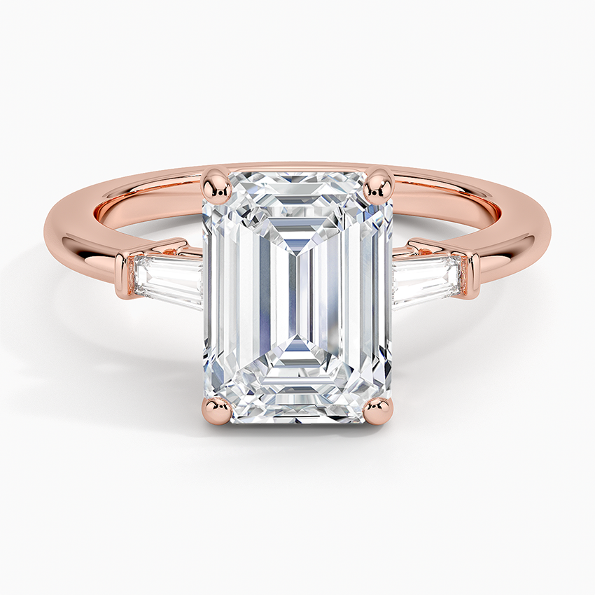 18K Solid Gold Trilogy Lab Diamond Engagement Ring