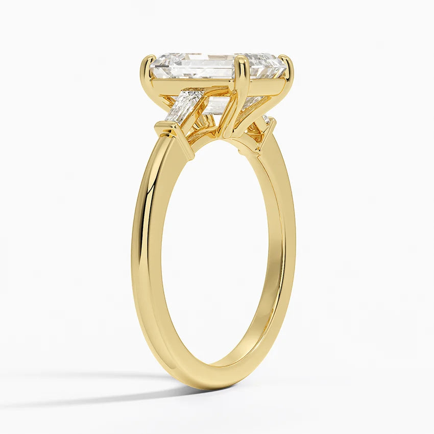 18K Solid Gold Trilogy Lab Diamond Engagement Ring