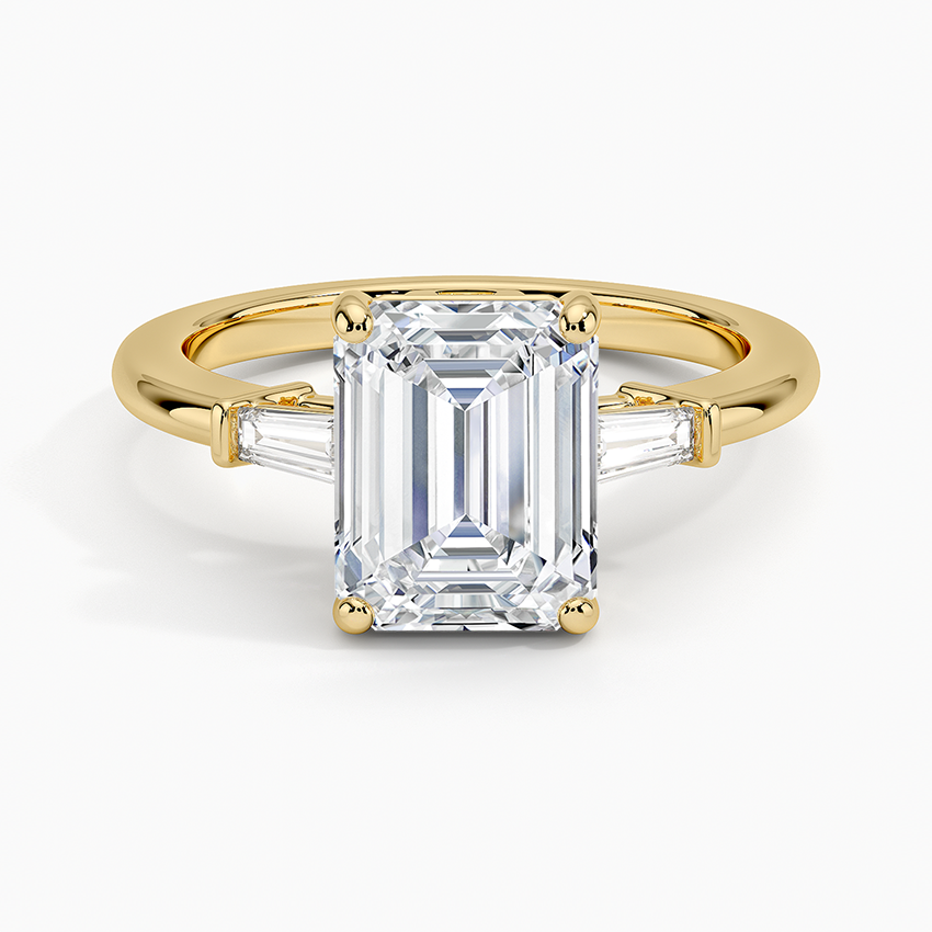 18K Solid Gold Trilogy Lab Diamond Engagement Ring