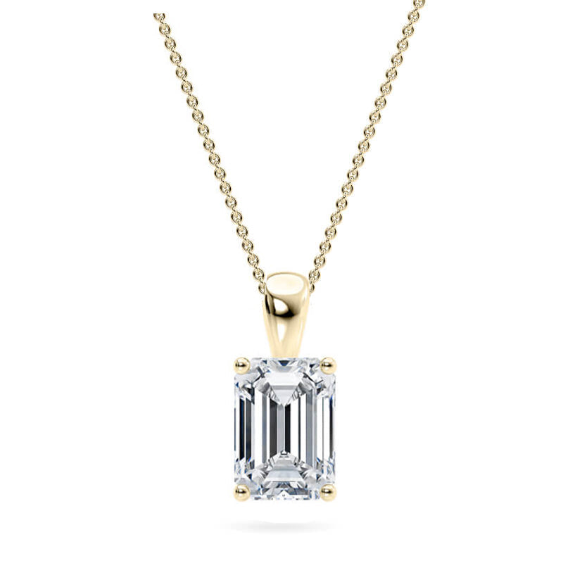 Emerald Pendant Lab Diamond Necklace 18K Gold
