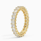 18K Solid Gold Emerald Lab Diamond Wedding Band