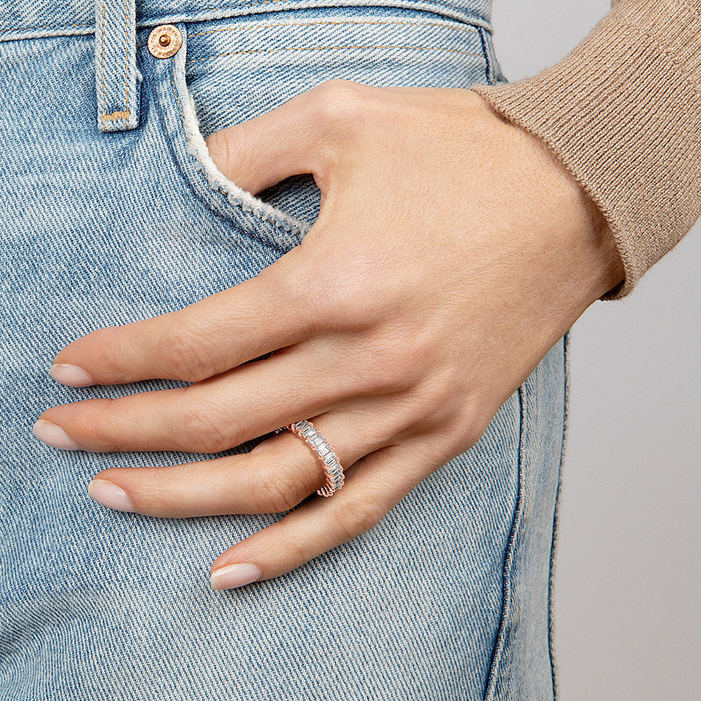 Eternity Lab Grown Diamond Band Ring 18K Gold  - Emerald