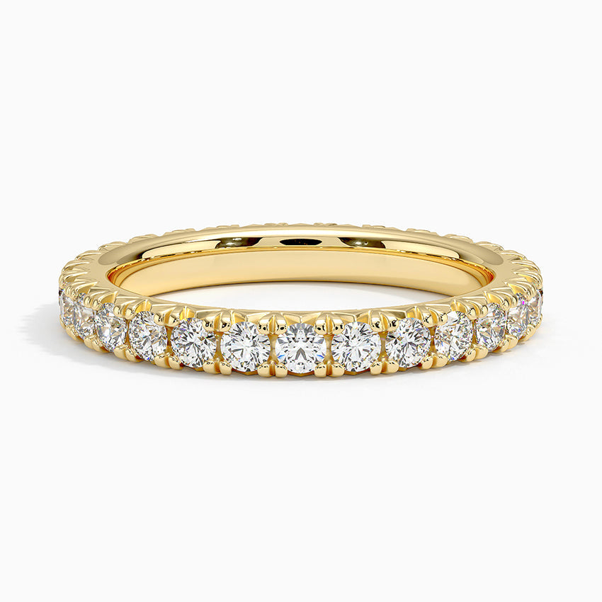 Eternity French Pave Lab Grown Diamond Band Ring 18K Gold - Round