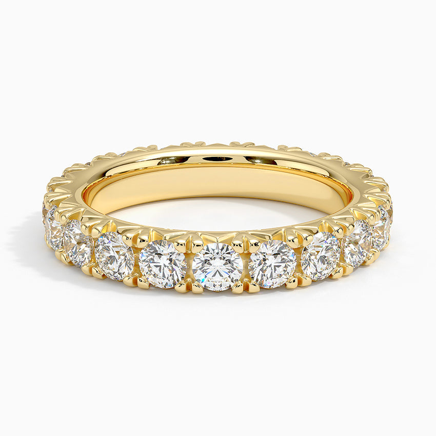Round Cut Diamond Wedding Band in Solid Gold
