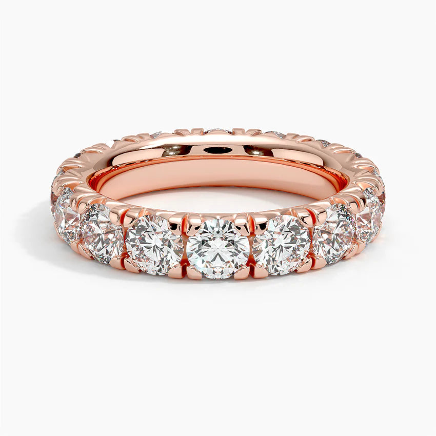 Eternity French Pave Lab Grown Diamond Band Ring 18K Gold - Round
