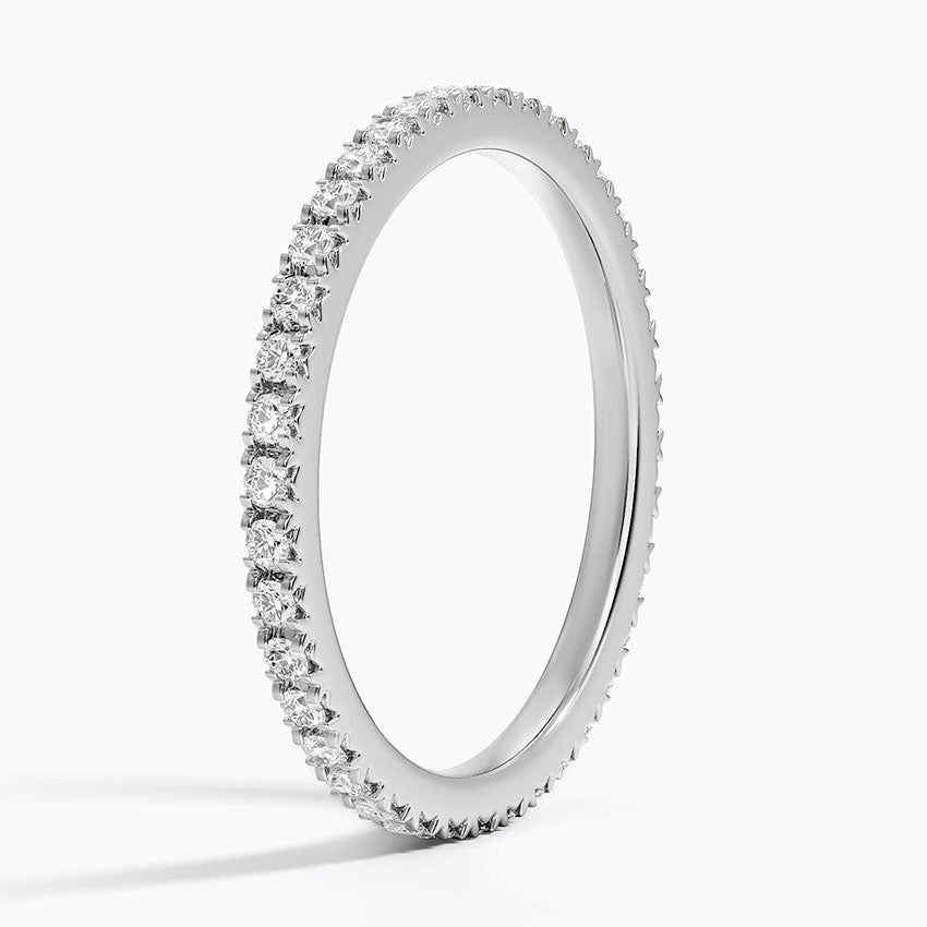 Eternity French Pave Lab Grown Diamond Band Ring 18K Gold - Round