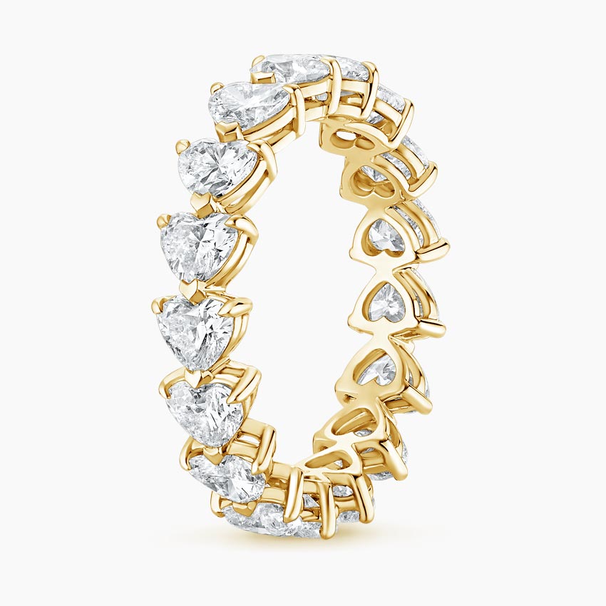 Heart Cut Diamond Eternity Band in Solid Gold