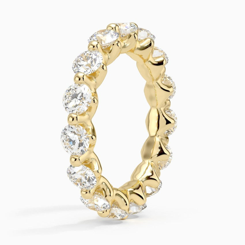 Round Cut Riviera Diamond Eternity Band in Solid Gold