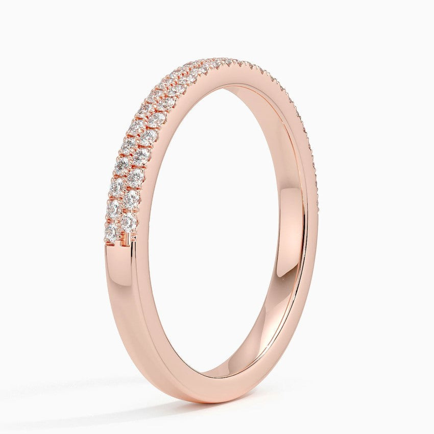 Double Row Micro-Pavé Diamond Eternity Wedding Band in Solid Gold⁠