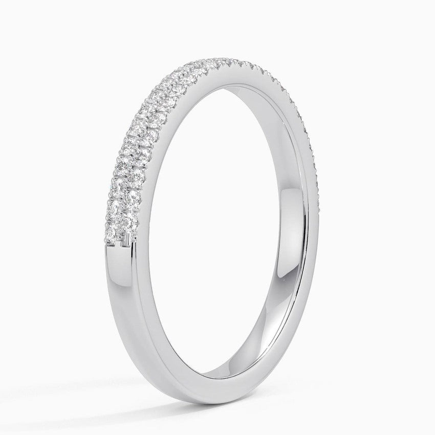 Scalloped Pave Lab Grown Diamond Ring Band 18K Gold - Aura