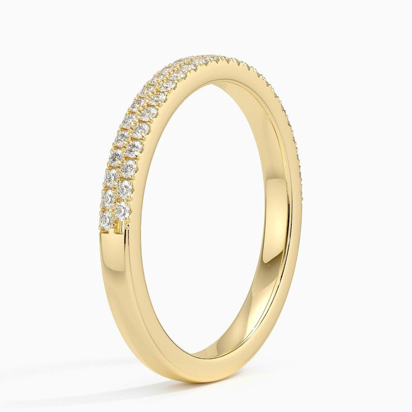 Scalloped Pave Lab Grown Diamond Ring Band 18K Gold - Aura