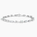 White gold tennis bracelet with assorted lab-grown diamond cuts on white background