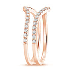 Curved Chevron Pavé Diamond Ring Enhancer Guard in Solid Gold⁠