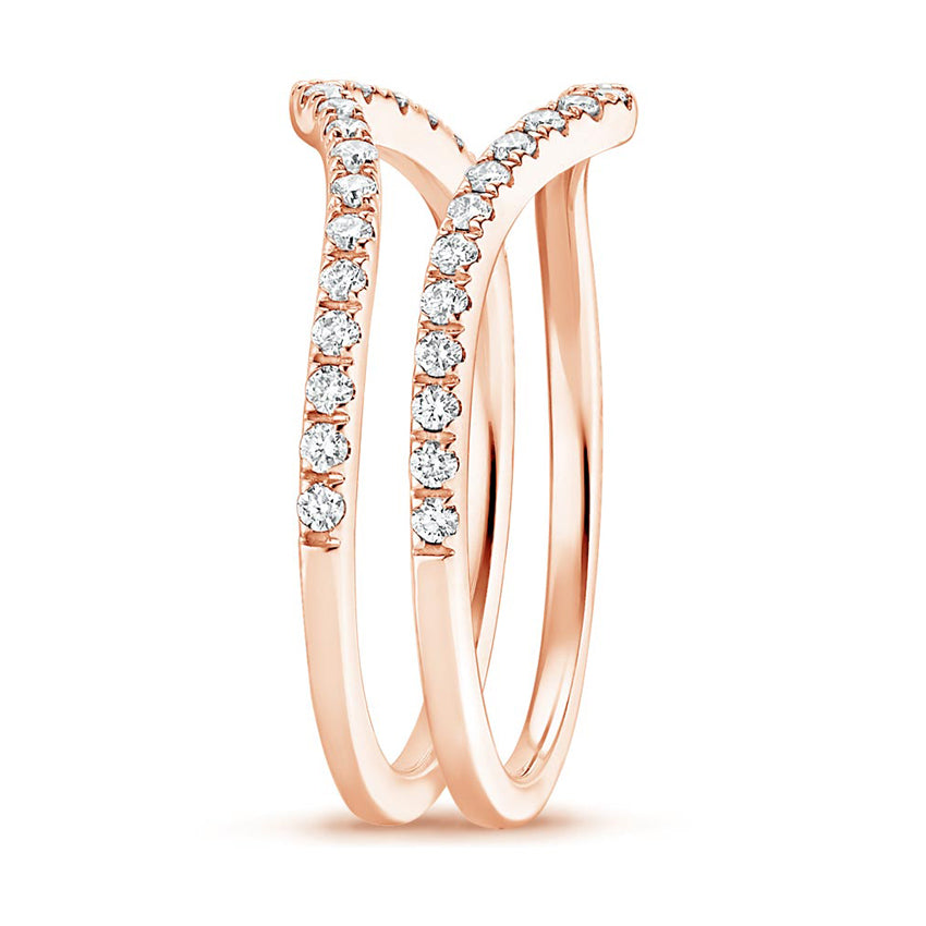 Curved Chevron Pavé Diamond Ring Enhancer Guard in Solid Gold⁠