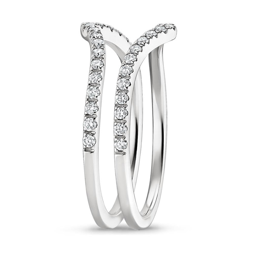 Curved Chevron Pavé Diamond Ring Enhancer Guard in Solid Gold⁠