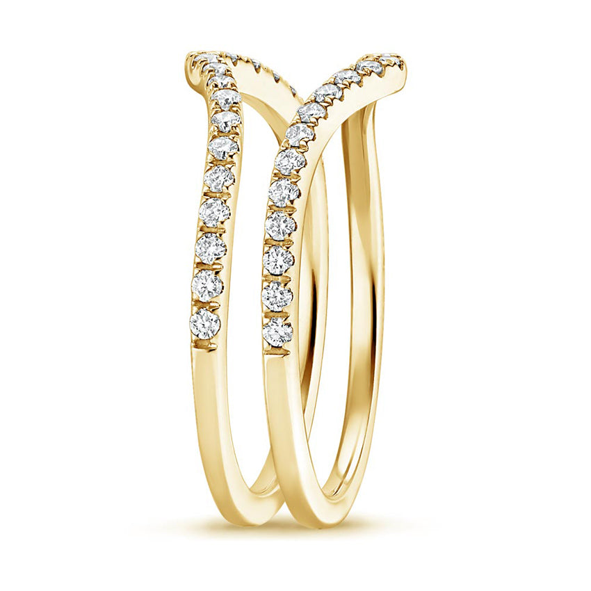 Curved Chevron Pavé Diamond Ring Enhancer Guard in Solid Gold⁠