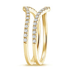 Curved Chevron Pavé Diamond Ring Enhancer Guard in Solid Gold⁠