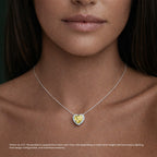 Yellow Heart Diamond Halo Necklace and Earrings Set⁠