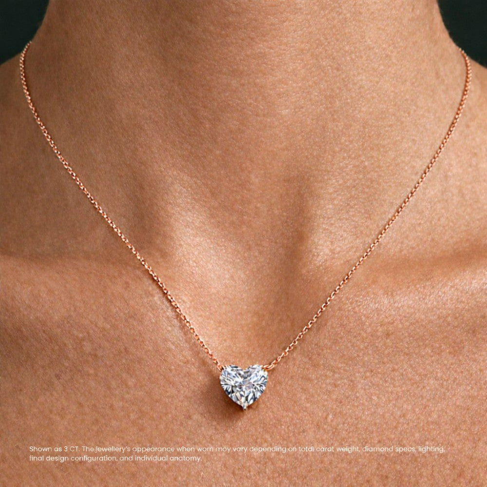 Heart Floating Diamond Solitaire Pendant Necklace⁠