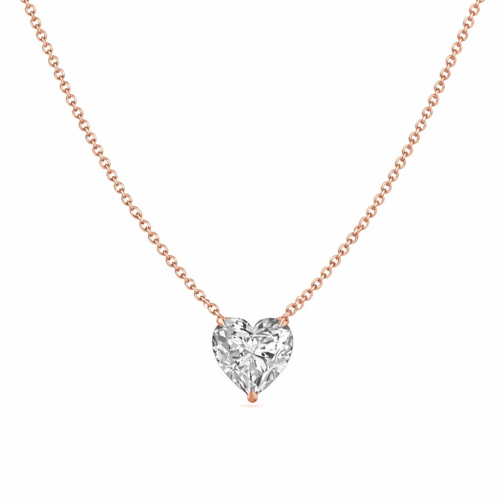 Heart Floating Diamond Solitaire Pendant Necklace⁠