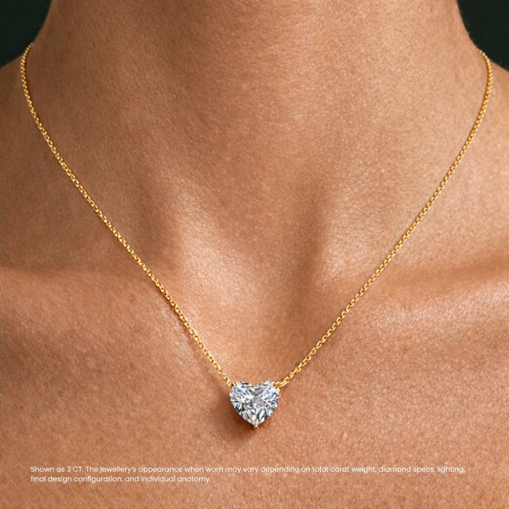 Heart Floating Diamond Solitaire Pendant Necklace⁠