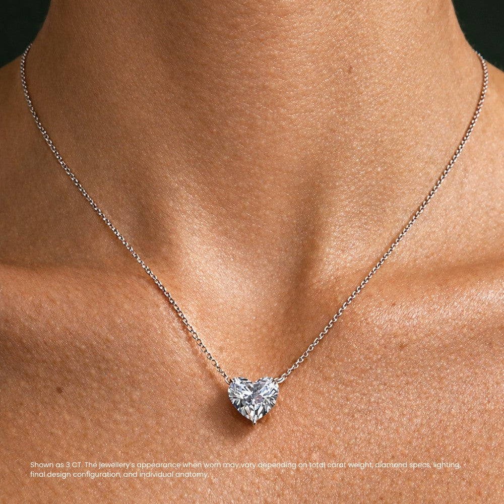 Heart Floating Diamond Solitaire Pendant Necklace⁠