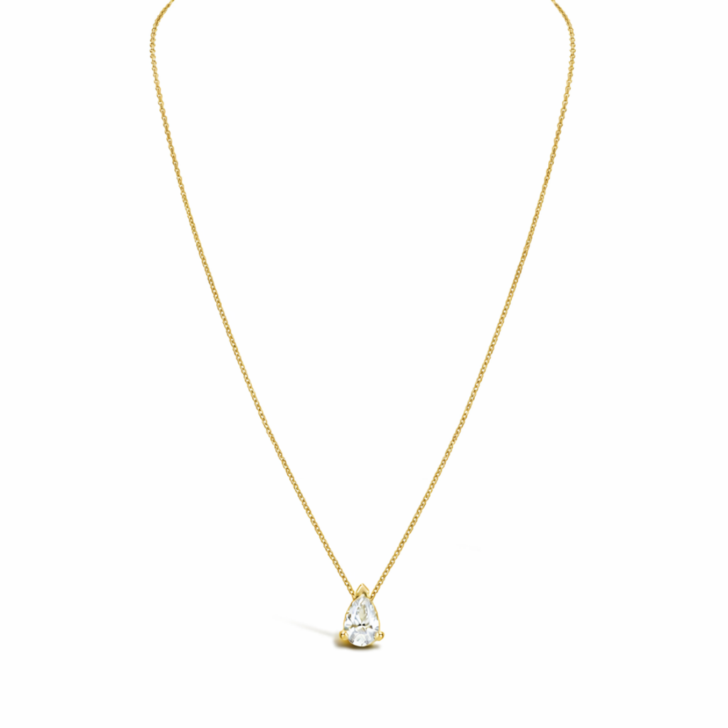 Pear Floating Pendant Lab Diamond Necklace 18K Gold