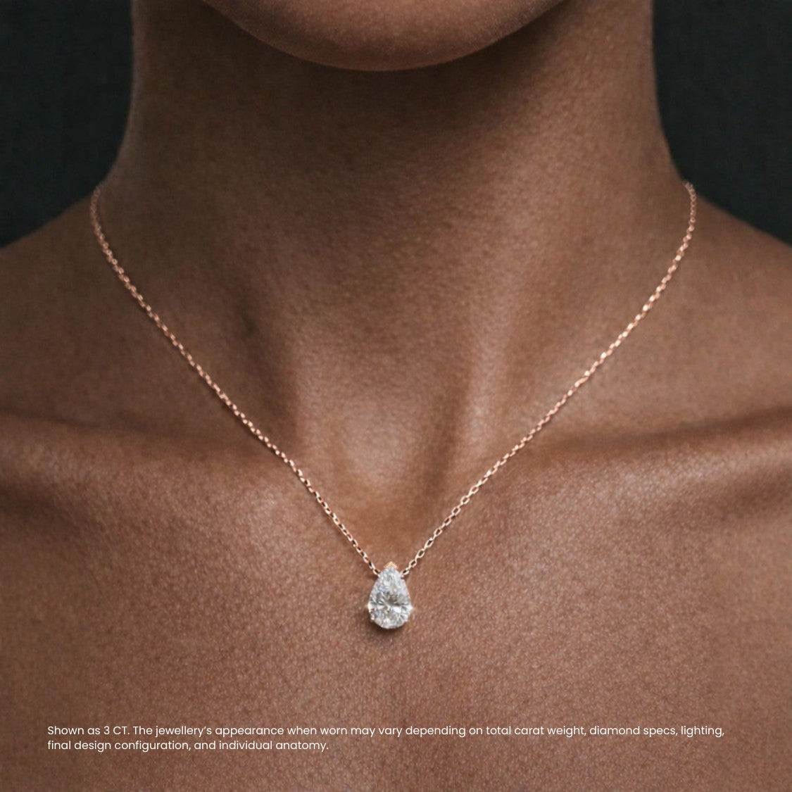 Pear Floating Diamond Solitaire Pendant Necklace⁠