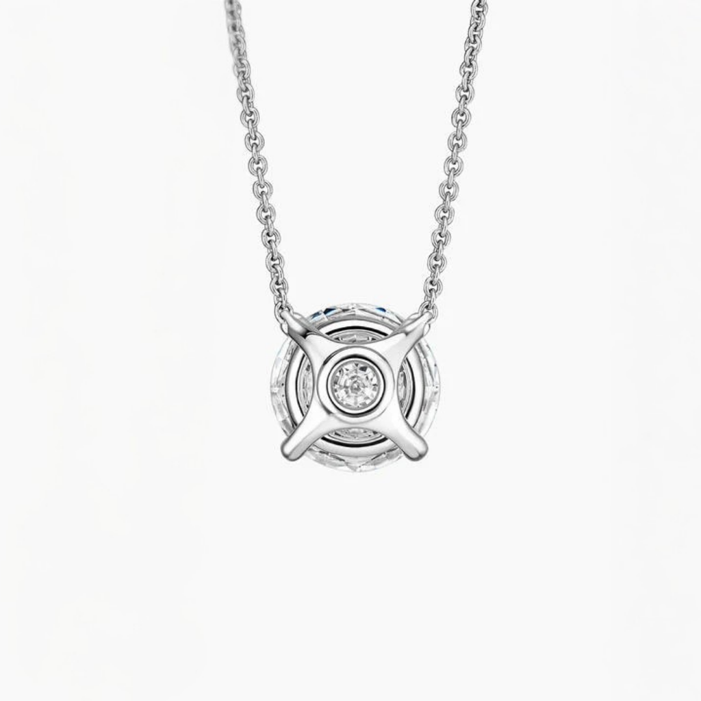 Round Floating Pendant Lab Diamond Necklace 18K Gold
