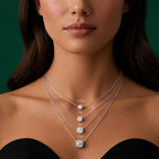 ⁠Round Floating Diamond Solitaire Pendant Necklace⁠