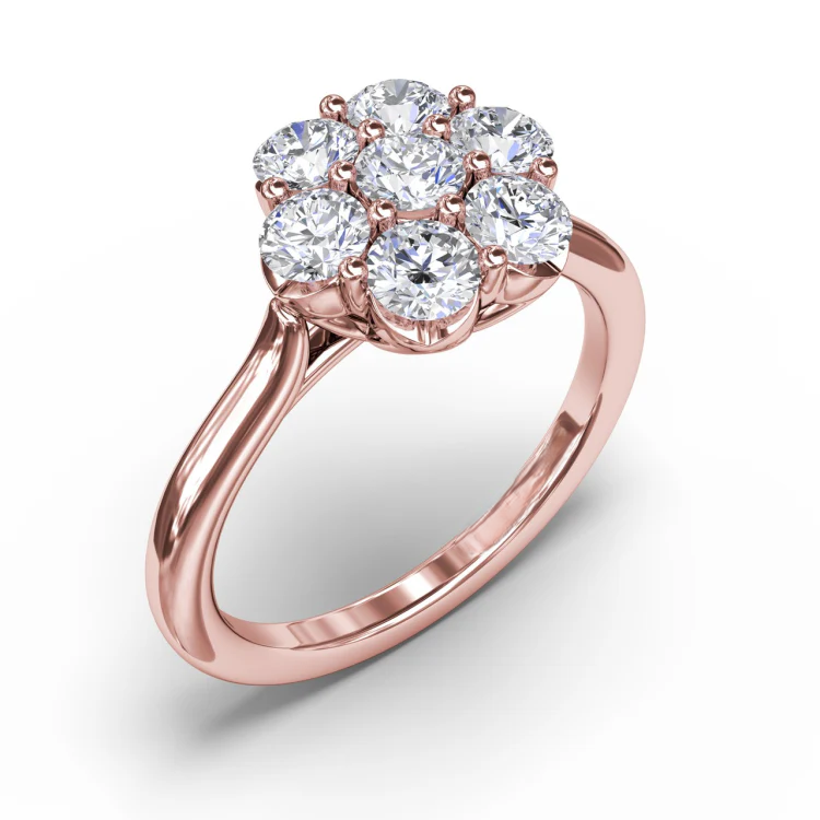 Fleur Unique Lab Grown Diamond Engagement Ring in 18k Gold - Round - 1 ct