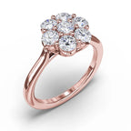 Seven-Stone Floral Flower Cluster Engagement Ring in Solid Gold⁠