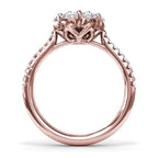Seven-Stone Floral Cluster Pavé Band Engagement Ring in Solid Gold⁠