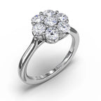 Seven-Stone Floral Flower Cluster Engagement Ring in Solid Gold⁠