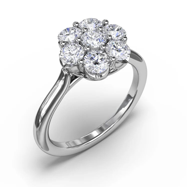 Seven-Stone Floral Flower Cluster Engagement Ring in Solid Gold⁠