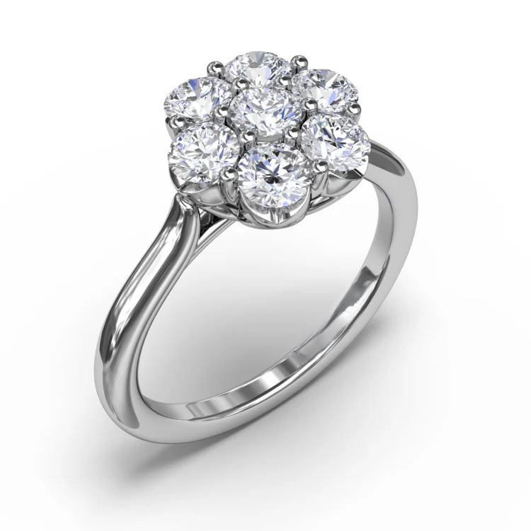 Fleur Unique Lab Grown Diamond Engagement Ring in 18k Gold - Round - 1 ct