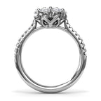 Seven-Stone Floral Cluster Pavé Band Engagement Ring in Solid Gold⁠