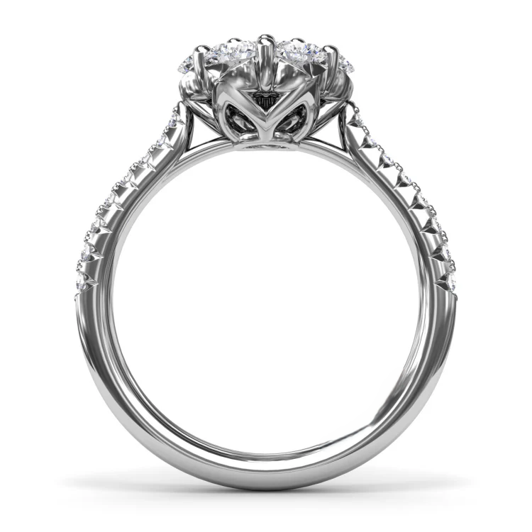 Fleur Pave Unique Lab Grown Diamond Engagement Ring in 18k Gold - Round - 1.25 ct