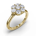 Seven-Stone Floral Flower Cluster Engagement Ring in Solid Gold⁠